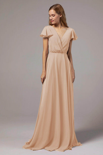 A-Line Floor Length Chiffon Bridesmaid Dress CB0410