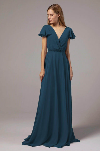A-Line Floor Length Chiffon Bridesmaid Dress CB0410