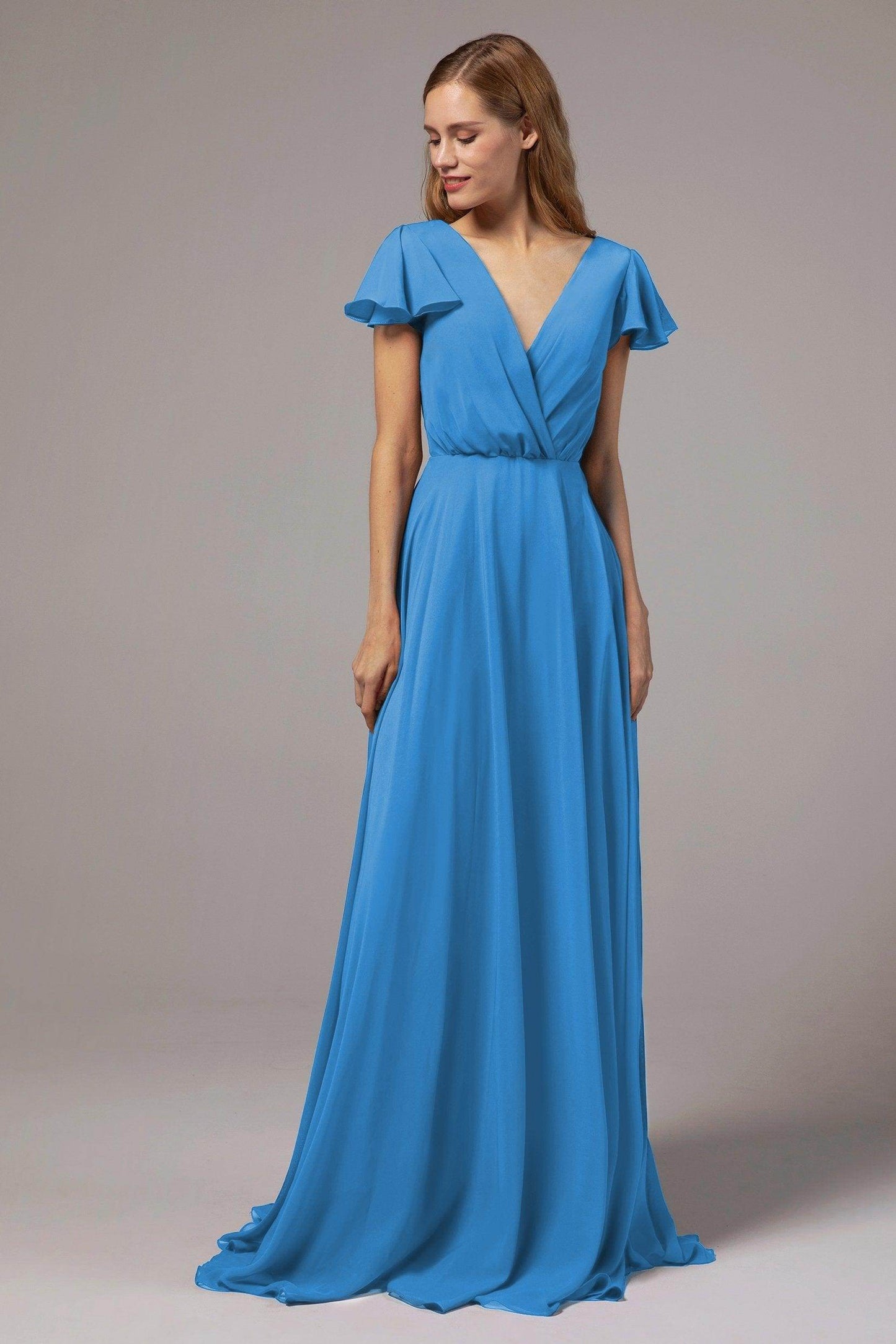 A-Line Floor Length Chiffon Bridesmaid Dress CB0410
