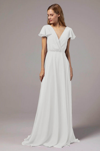 A-Line Floor Length Chiffon Bridesmaid Dress CB0410