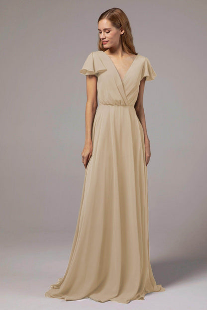A-Line Floor Length Chiffon Bridesmaid Dress CB0410