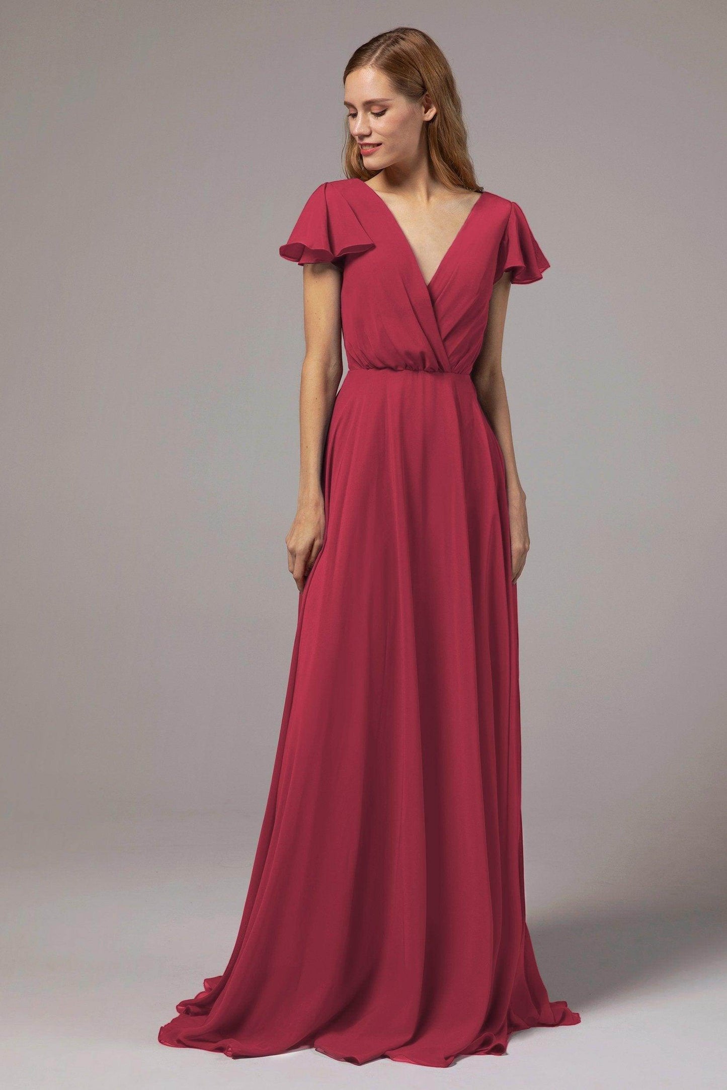 A-Line Floor Length Chiffon Bridesmaid Dress CB0410