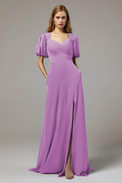 A-Line Floor Length Chiffon Bridesmaid Dress Formal Dresses CB0415