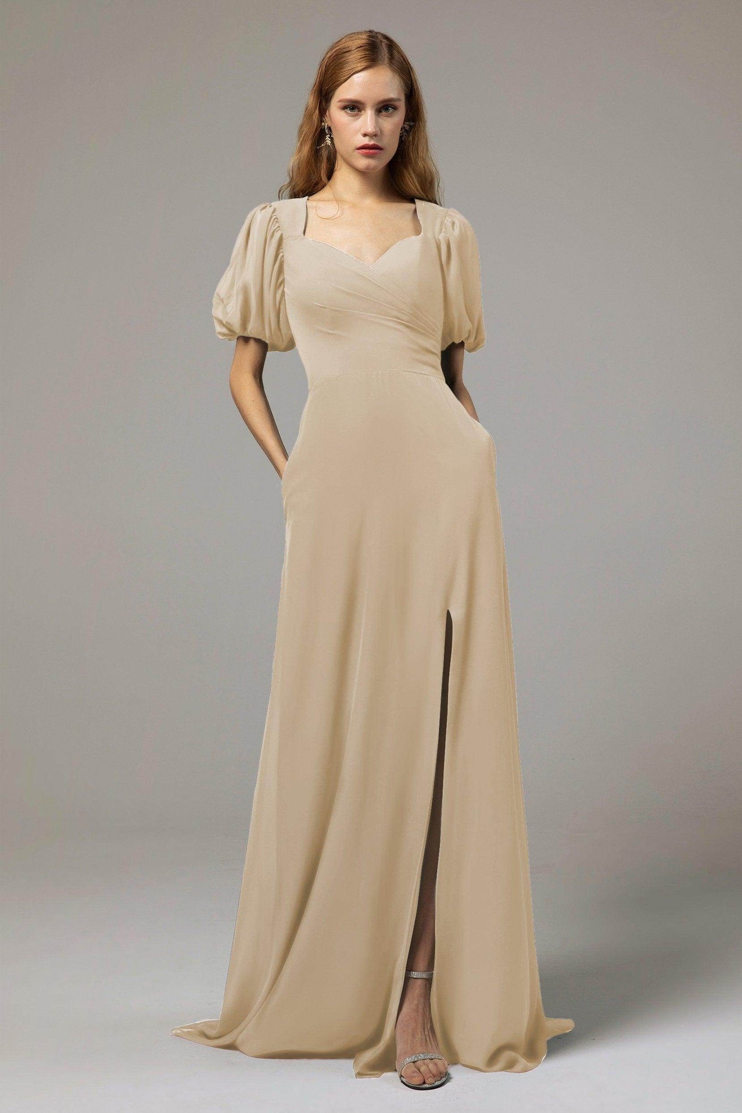 A-Line Floor Length Chiffon Bridesmaid Dress Formal Dresses CB0415