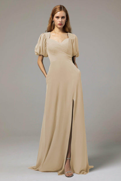 A-Line Floor Length Chiffon Bridesmaid Dress Formal Dresses CB0415