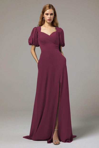 A-Line Floor Length Chiffon Bridesmaid Dress Formal Dresses CB0415