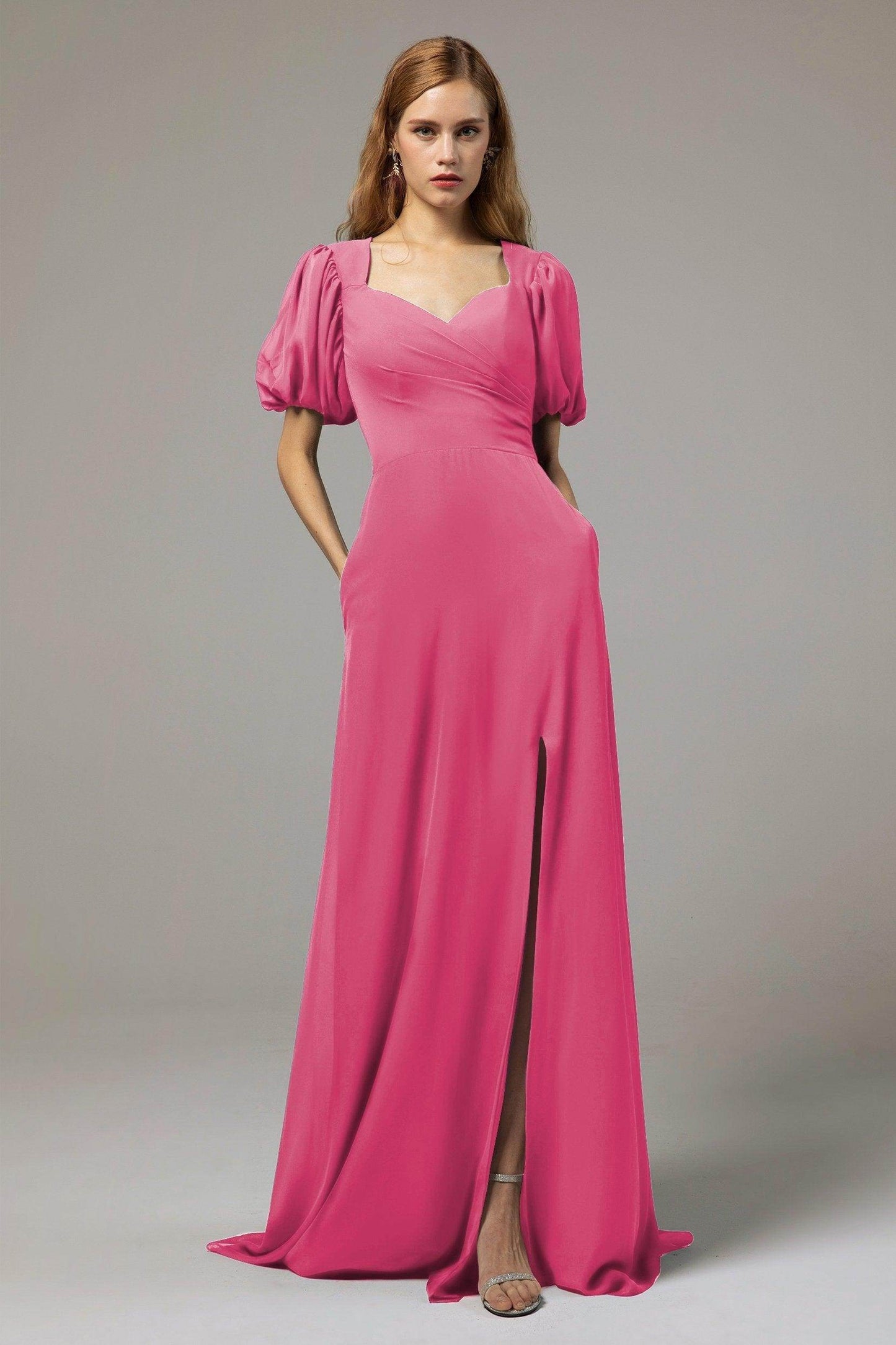 A-Line Floor Length Chiffon Bridesmaid Dress Formal Dresses CB0415