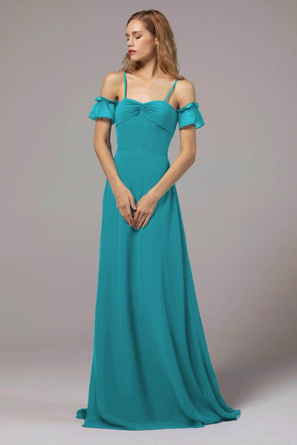 A-Line Floor Length Chiffon Bridesmaid Dress Formal Dresses CB0416