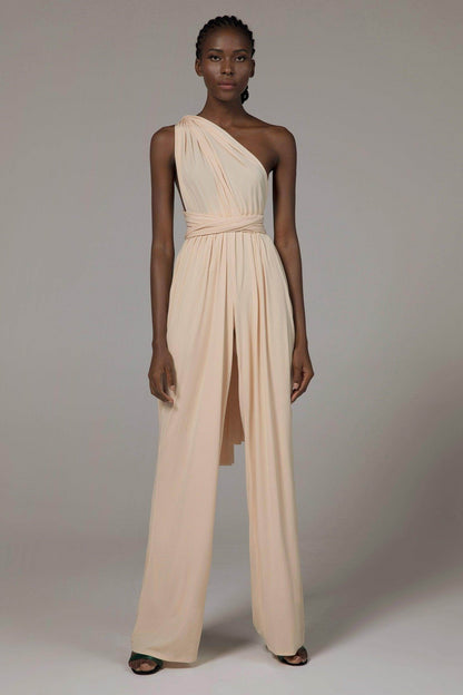 Jumpsuit Floor Length Knitted Fabric Bridesmaid Dress Formal Dresses CB0419