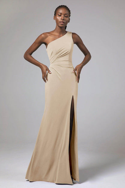 Sheath Floor Length Knitted Fabric Bridesmaid Dress Formal Dresses CB0423