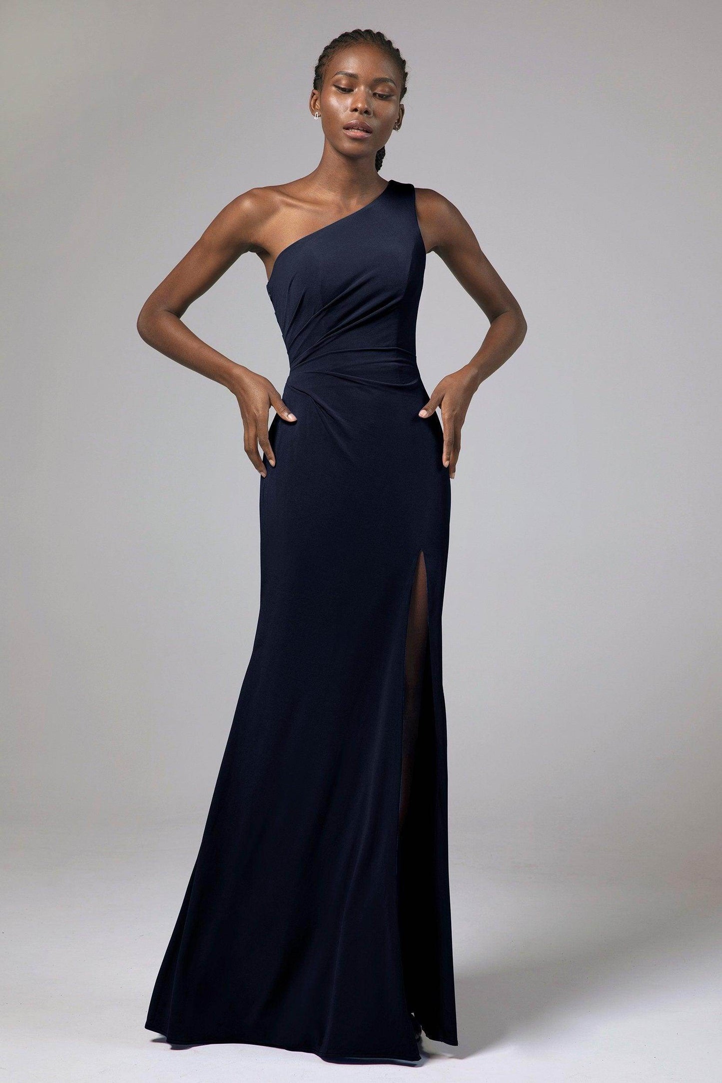Sheath Floor Length Knitted Fabric Bridesmaid Dress Formal Dresses CB0423