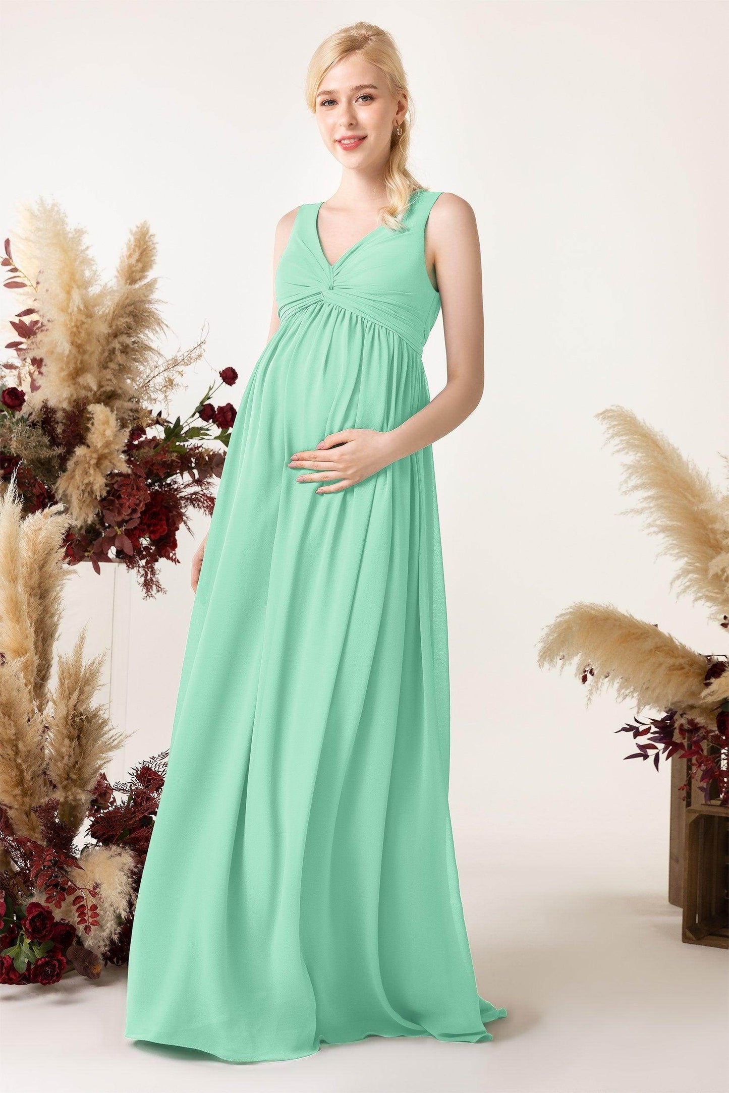 A-Line Sweep-Brush Train Chiffon Bridesmaid Dress CB0452M