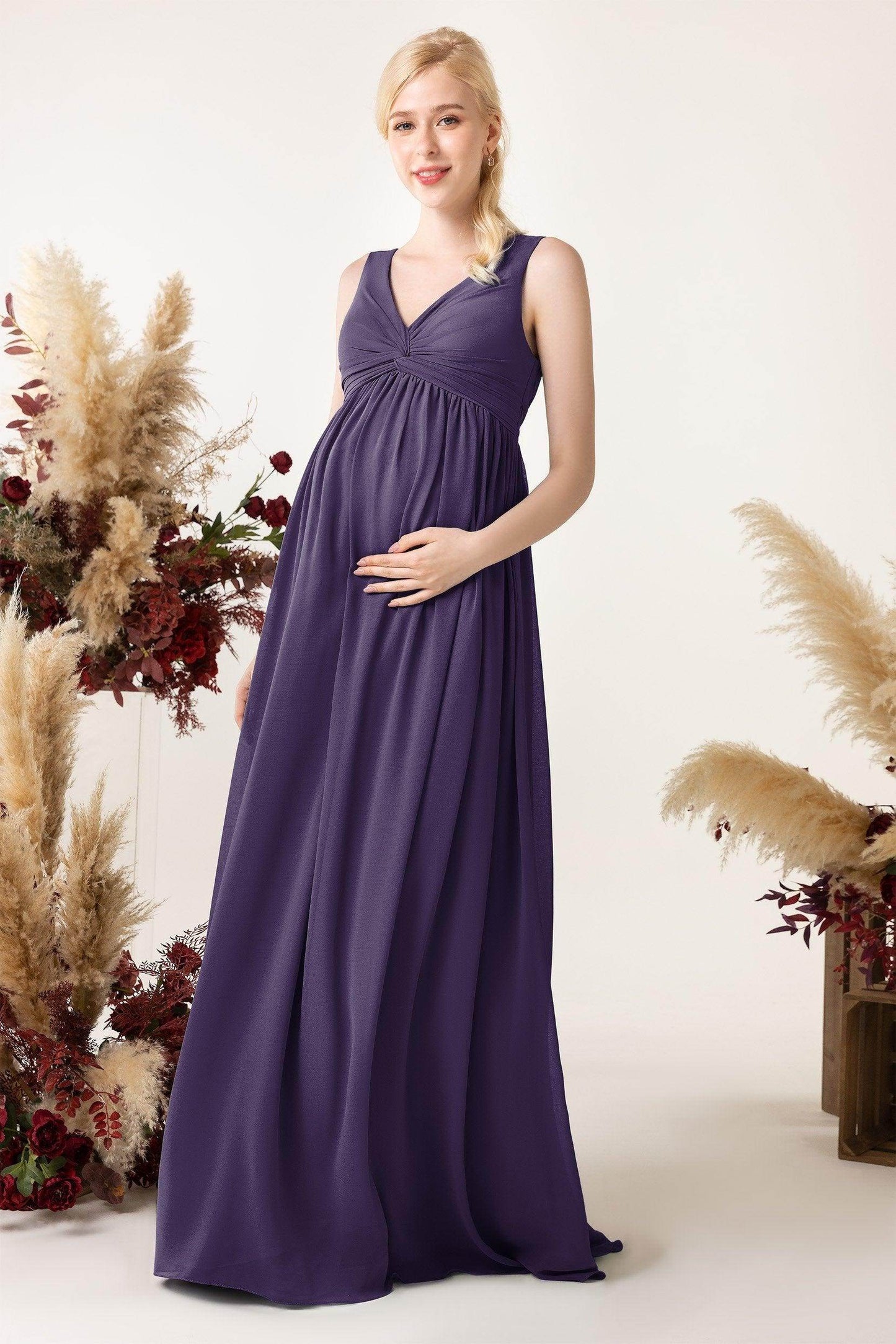 A-Line Sweep-Brush Train Chiffon Bridesmaid Dress CB0452M