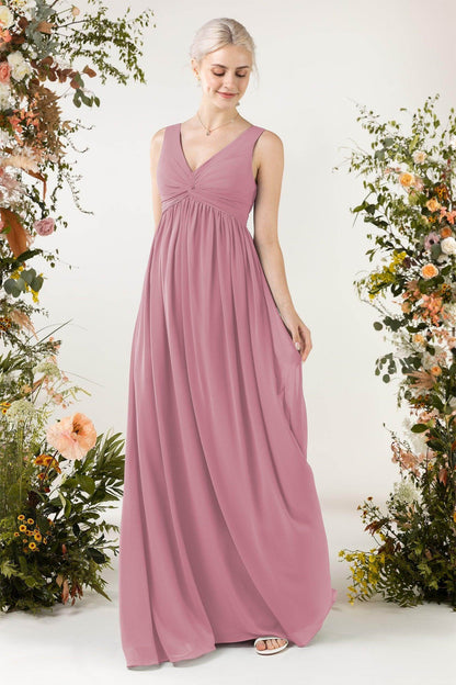 A-Line Sweep-Brush Train Chiffon Bridesmaid Dress CB0452