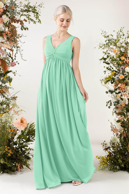 A-Line Sweep-Brush Train Chiffon Bridesmaid Dress CB0452