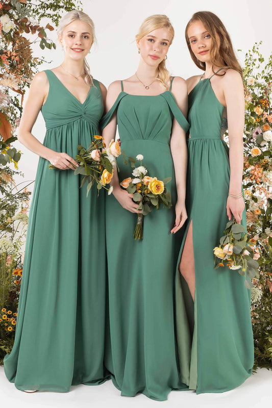Sheath Sweep-Brush Train Chiffon Bridesmaid Dress CB0453