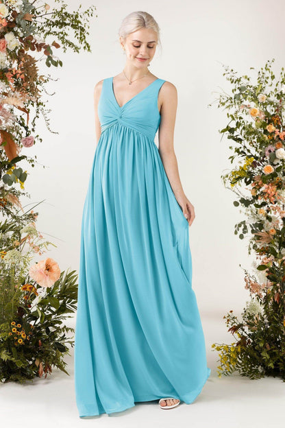 A-Line Sweep-Brush Train Chiffon Bridesmaid Dress CB0452