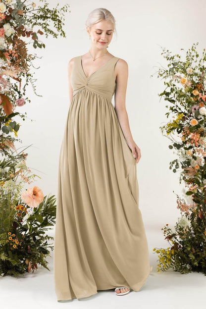 A-Line Sweep-Brush Train Chiffon Bridesmaid Dress CB0452