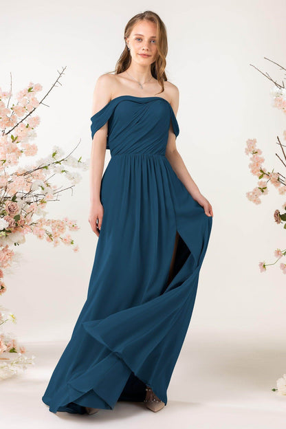 A-Line Sweep-Brush Train Chiffon Bridesmaid Dress CB0454