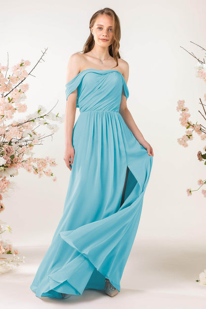 A-Line Sweep-Brush Train Chiffon Bridesmaid Dress CB0454