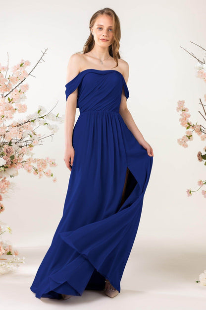 A-Line Sweep-Brush Train Chiffon Bridesmaid Dress CB0454