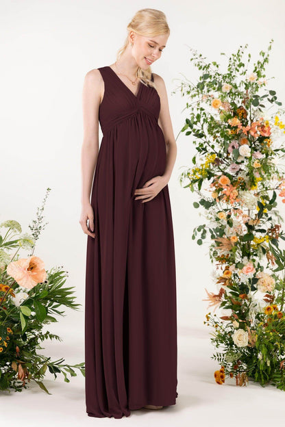 A-Line Sweep-Brush Train Chiffon Bridesmaid Dress CB0455M