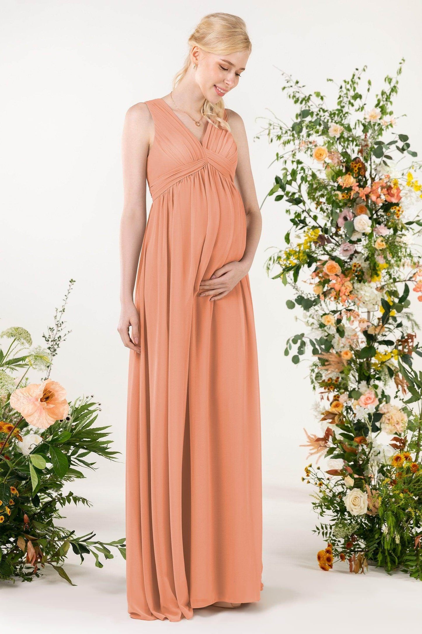 A-Line Sweep-Brush Train Chiffon Bridesmaid Dress CB0455M