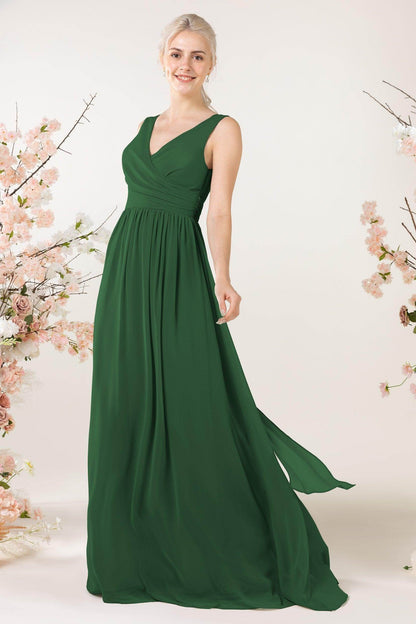 A-Line Sweep-Brush Train Chiffon Bridesmaid Dress CB0456