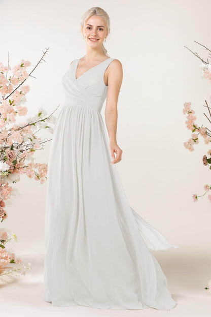 A-Line Sweep-Brush Train Chiffon Bridesmaid Dress CB0456