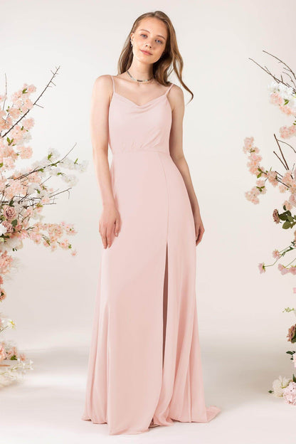 Sheath Sweep-Brush Train Chiffon Bridesmaid Dress CB0457