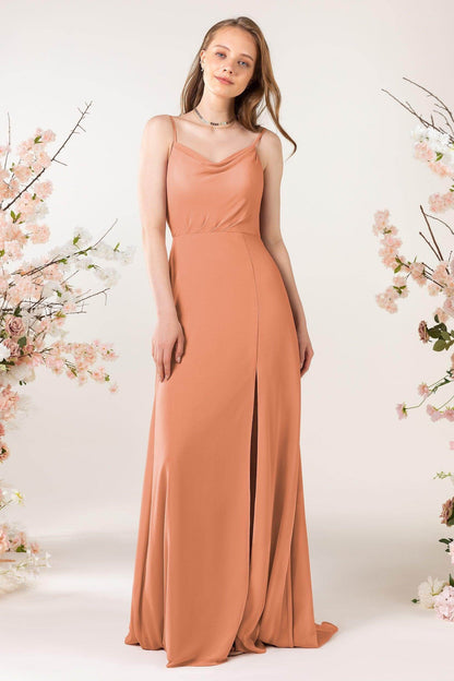 Sheath Sweep-Brush Train Chiffon Bridesmaid Dress CB0457