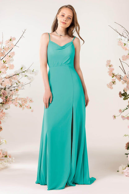Sheath Sweep-Brush Train Chiffon Bridesmaid Dress CB0457