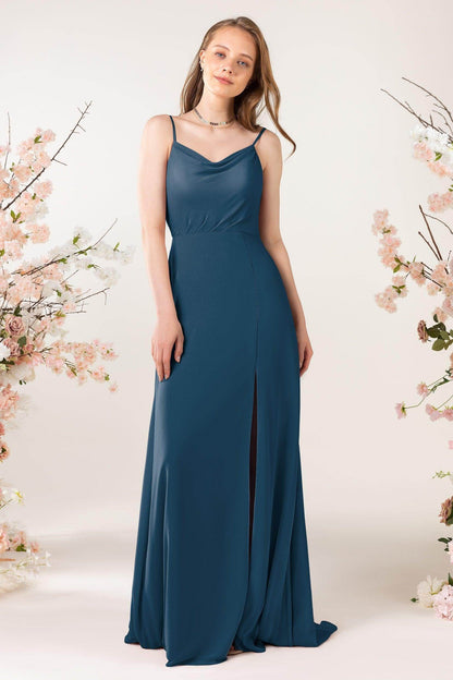 Sheath Sweep-Brush Train Chiffon Bridesmaid Dress CB0457