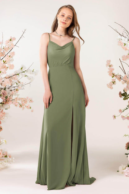 Sheath Sweep-Brush Train Chiffon Bridesmaid Dress CB0457