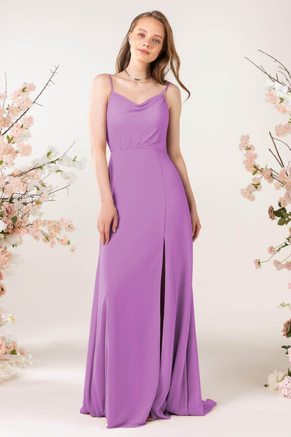 Sheath Sweep-Brush Train Chiffon Bridesmaid Dress CB0457