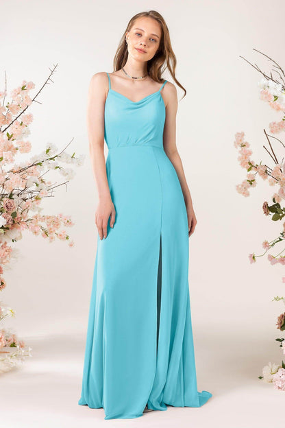 Sheath Sweep-Brush Train Chiffon Bridesmaid Dress CB0457