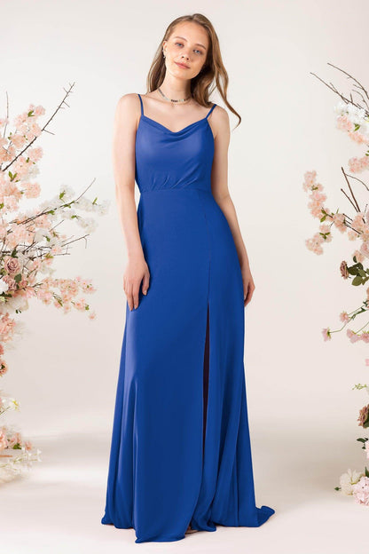 Sheath Sweep-Brush Train Chiffon Bridesmaid Dress CB0457