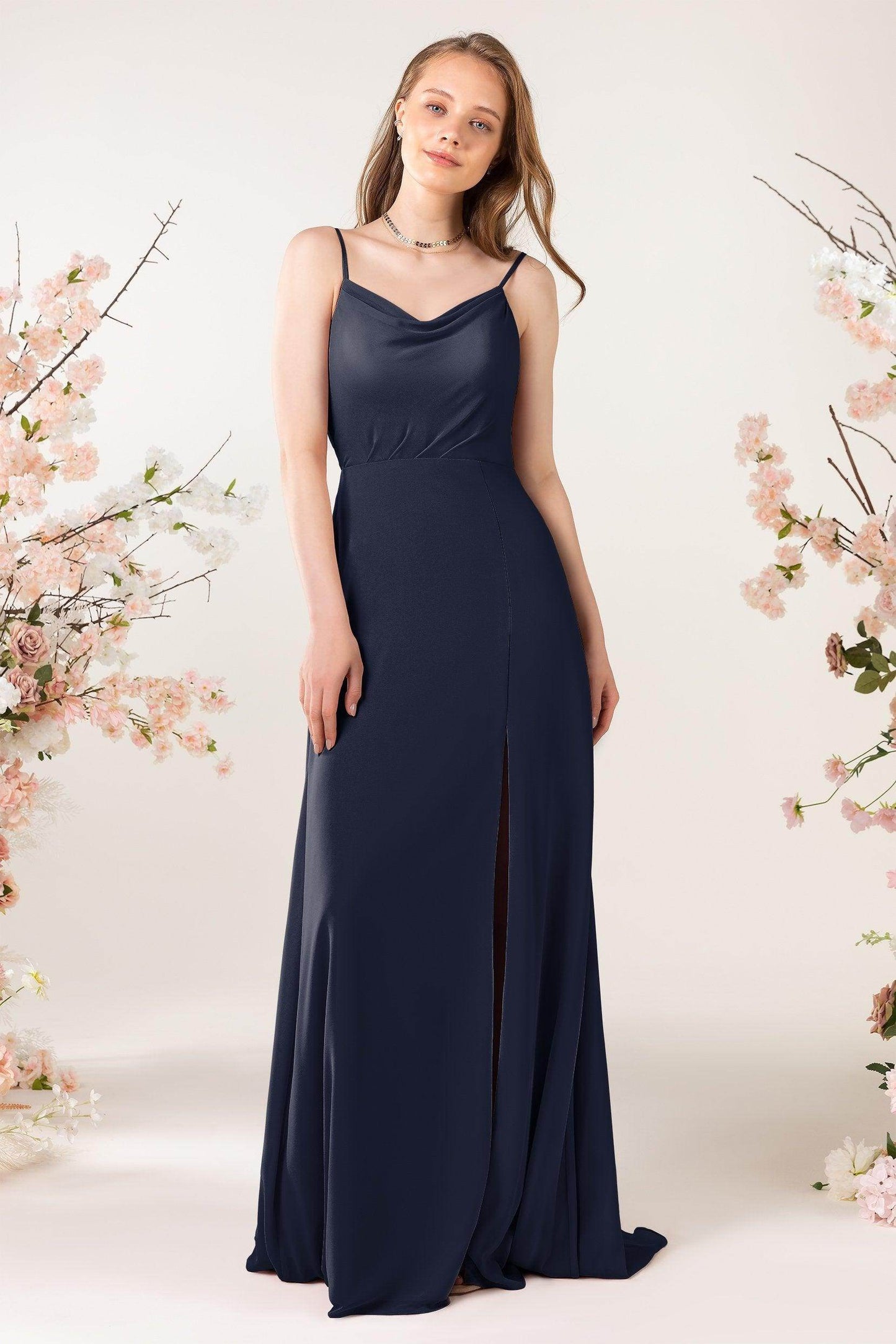 Sheath Sweep-Brush Train Chiffon Bridesmaid Dress CB0457