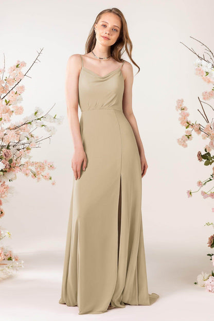 Sheath Sweep-Brush Train Chiffon Bridesmaid Dress CB0457