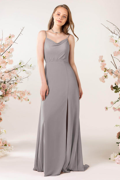 Sheath Sweep-Brush Train Chiffon Bridesmaid Dress CB0457
