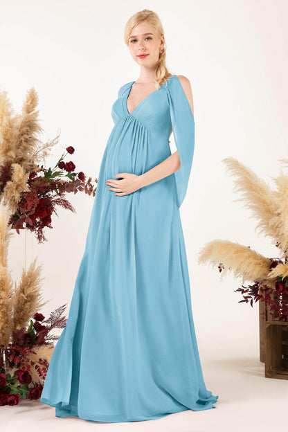 A-Line Sweep-Brush Train Chiffon Bridesmaid Dress CB0458M