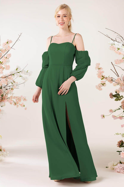 Trumpet Sweep-Brush Train Chiffon Bridesmaid Dress CB0459