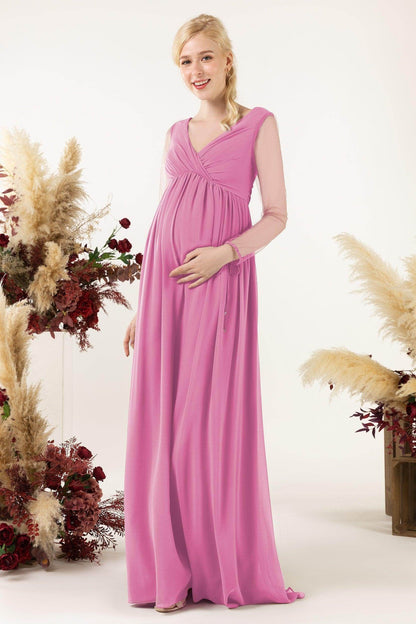 A-Line Sweep-Brush Train Chiffon Bridesmaid Dress CB0461M