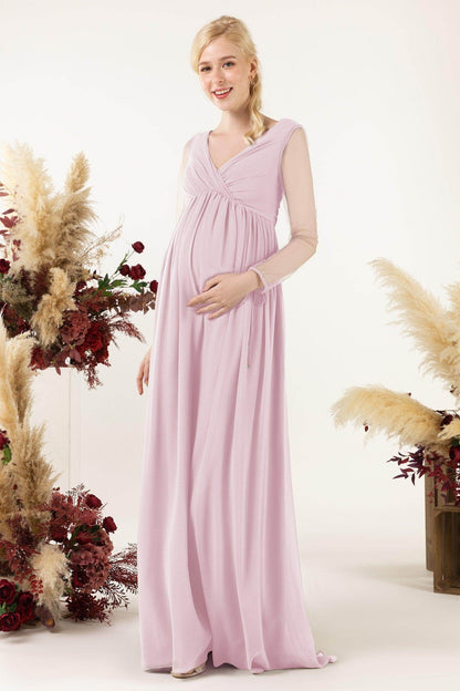 A-Line Sweep-Brush Train Chiffon Bridesmaid Dress CB0461M