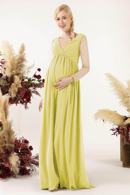 A-Line Sweep-Brush Train Chiffon Bridesmaid Dress CB0461M
