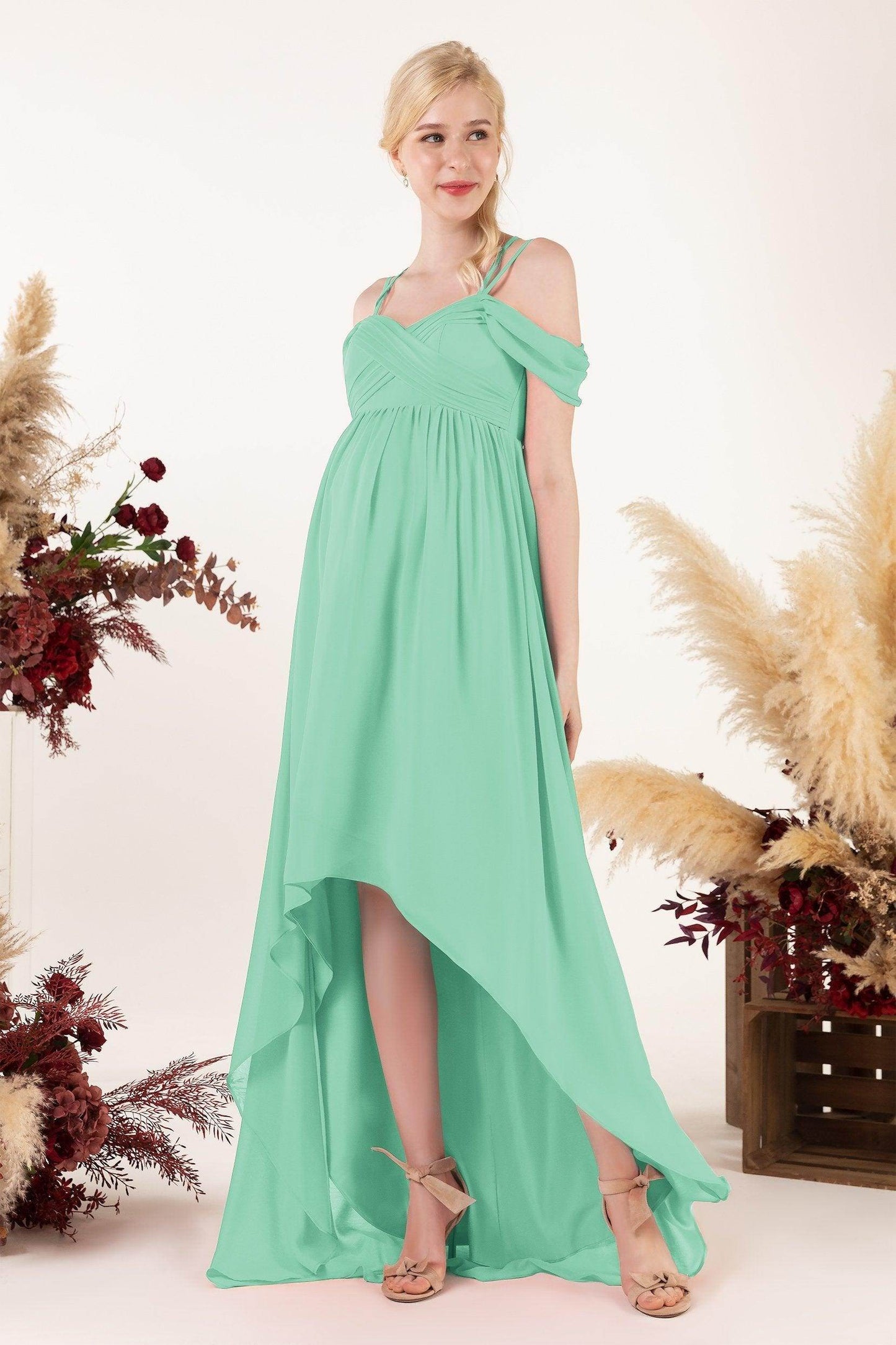 Asymmetrical Sweep Train Chiffon Bridesmaid Dress CB0464M