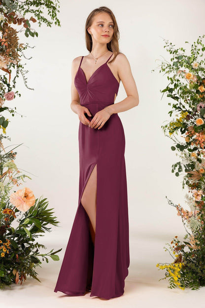 Sheath Sweep-Brush Train Chiffon Bridesmaid Dress CB0466