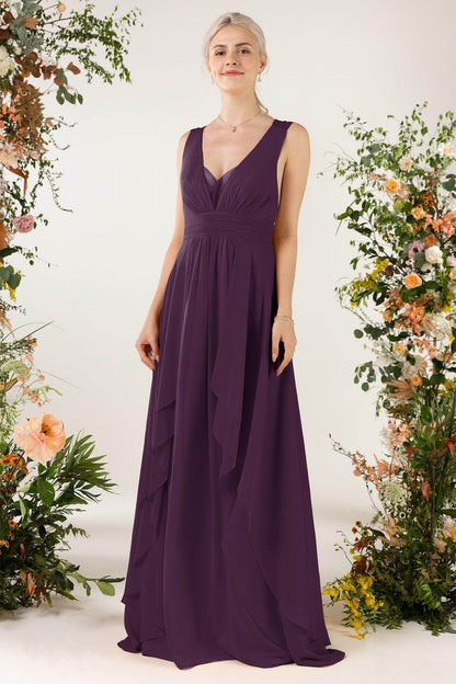 A-Line Sweep-Brush Train Chiffon Bridesmaid Dress CB0467