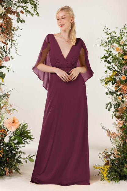 Sheath Sweep-Brush Train Chiffon Bridesmaid Dress CB0468