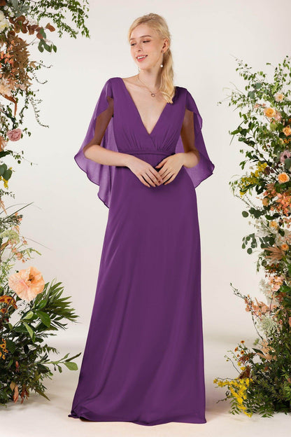Sheath Sweep-Brush Train Chiffon Bridesmaid Dress CB0468